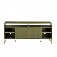  Meuble TV cannele moderne Dumbo 160 cm en vert olive