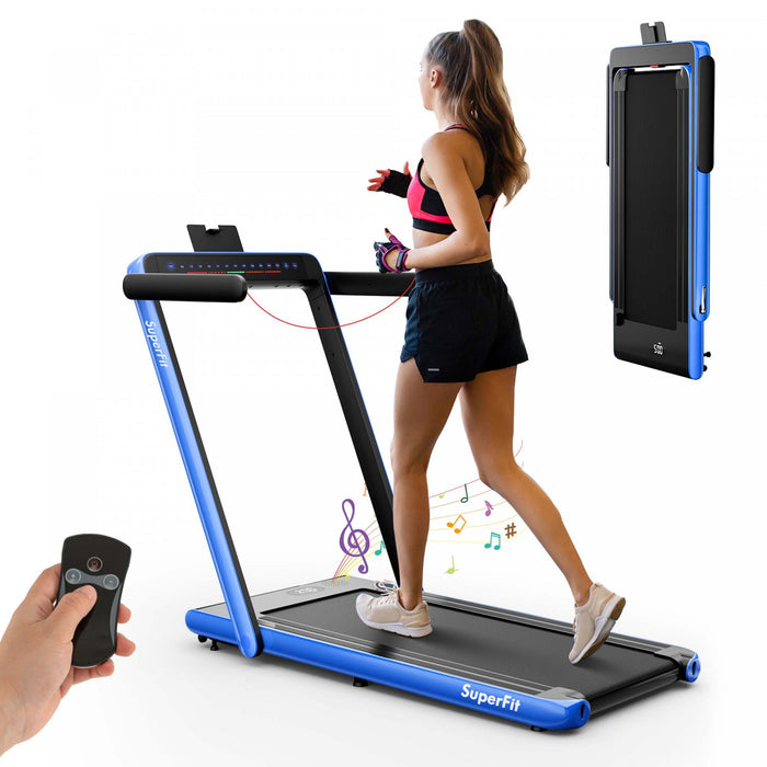 Tapis De Course Pliable 2 En 1superfit – Moteur 2,25 Cv – Double Ecran – Haut-parleur Bluetooth
