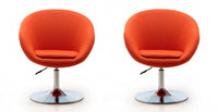  Fauteuil lounge pivotant moderne Hopper en tissu orange - Lot de 2