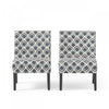 Lot De 2 Fauteuils D’appoint Oliver En Tissu aspect lin Avec Pieds En Bois D’hévéa - Bleu Et Multicolore