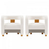 Fauteuil lounge moderne Amirah en velours blanc - Lot de 2
