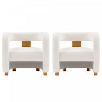 Fauteuil lounge moderne Amirah en velours blanc - Lot de 2