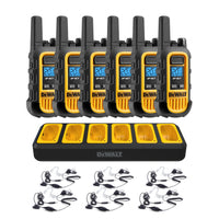 6 Talkies Walkie Dewalt Dxfrs300 Plus Ecouteurs - 1 Watt, Robuste, 22 Canaux Radios Bidirectionnelle