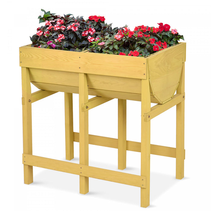 Costway Table De Culture Jardiniere Sur Pieds Jardiniere En Bois Jardiniere Surelevee En Sapin 70 X 44,5 X 72 Cm Potager Sur Pied En Bois Jaune
