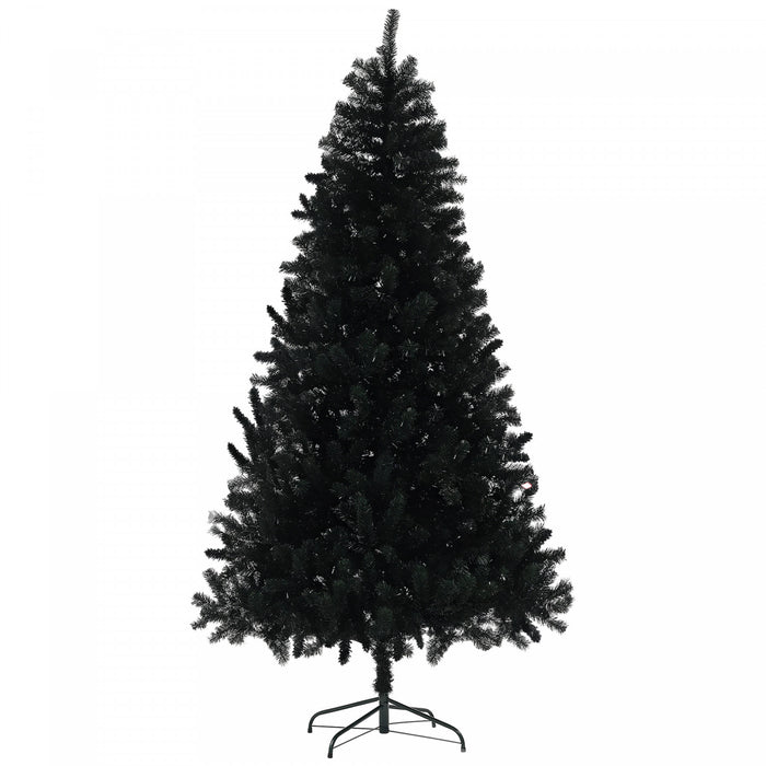 HOMCOM Sapin de Noel artificiel de 7,5 pieds, base en acier, noir