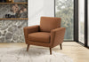 Chaise D'Appoint Rembourre, 34\"L, Apparence Cuir Cognac, Pieds En Bois De Noyer