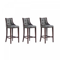 Tabouret de bar traditionnel en bois avec assise rembourree Fifth Avenue, graphite – Lot de 3