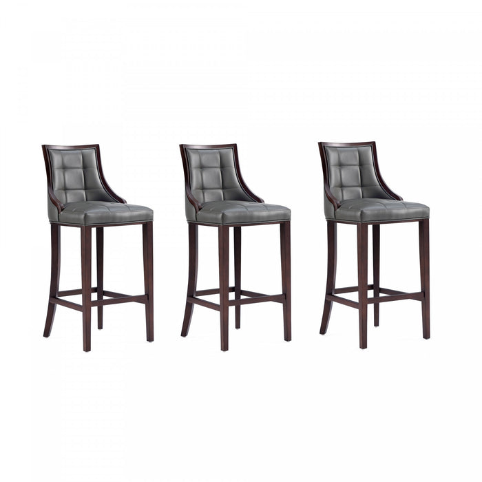 Tabouret de bar traditionnel en bois avec assise rembourree Fifth Avenue, graphite – Lot de 3