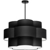 Lustre Phlox de Dainolite avec abat-jour noir et blanc, fini noir mat et 4 ampoules