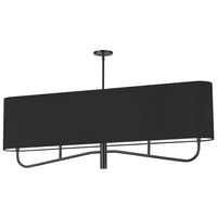 Lustre horizontal Eleanor de Dainolite avec abat-jour noir et blanc, fini noir mat et 4 ampoules