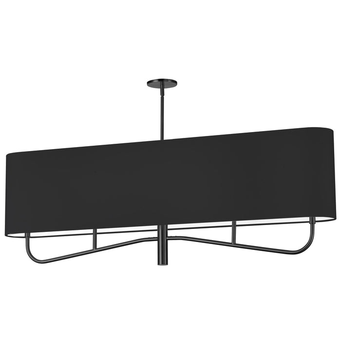 Lustre horizontal Eleanor de Dainolite avec abat-jour noir et blanc, fini noir mat et 4 ampoules