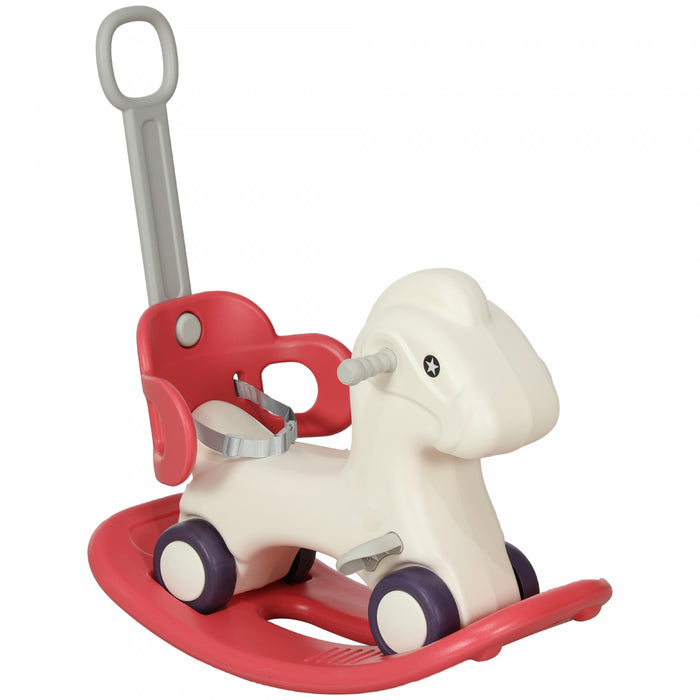 Qaba Cheval A Bascule 4 En 1 Pour Bebe, Voiture A Pousser, Voiture Coulissante Avec Planche D'equilibre Amovible Et Poignee De Poussee, Pour 2 A 5 Ans, Rouge