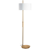 Lampe à pied Fitzgerald de Dainolite avec abat-jour blanc, fini laiton vieilli et 1 ampoule