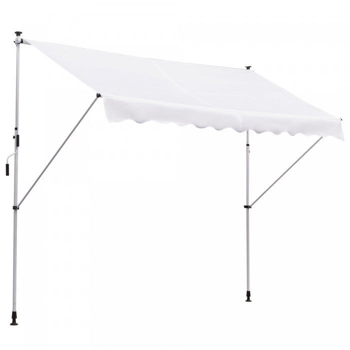 Outsunny Store Banne Manuel Retractable Inclinaison Et Hauteur Reglable Installation Rapide Metal Alu Polyester Anti-uv Blanc