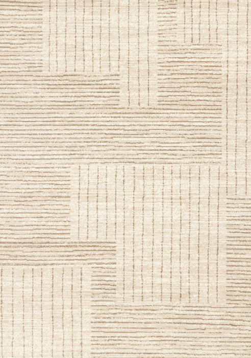 Tapis Florence Brown Cream a motif geometrique a lignes lineaires, 6'7\" x 9'6\"