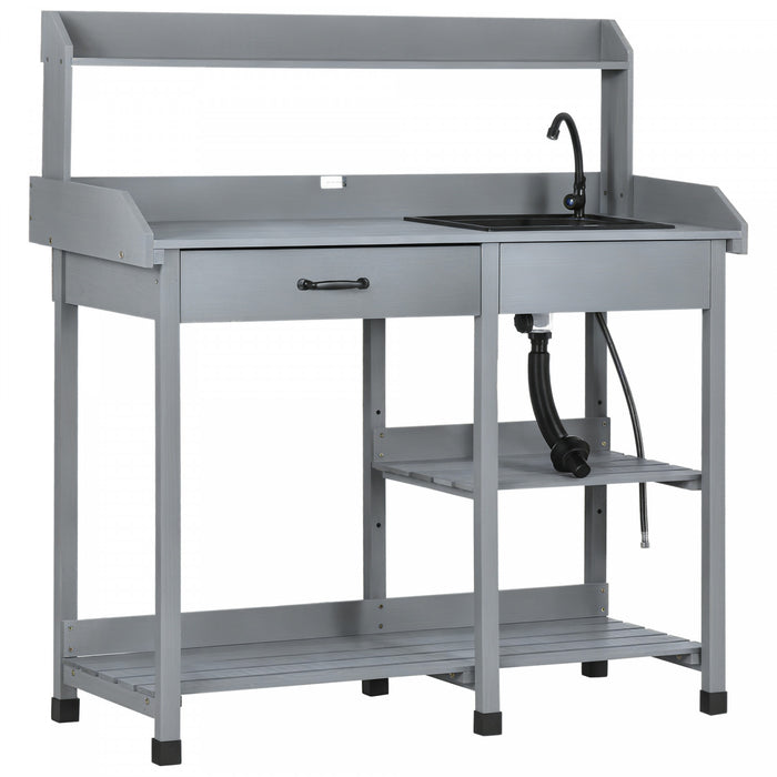 Outsunny Etabli de Rempotage Table de Travail de Jardin avec Tiroir