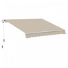 Outsunny 12' X 10' Auvent Retractable Manuel Abri Parasol Patio Exterieur Fenetre Terrasse Abri Exterieur Auvent Cadre En Aluminium Manivelle Blanc