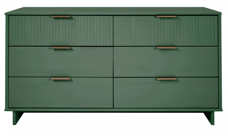 Commode Granville Modern 55\" en vert sauge (6 tiroirs)