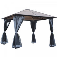 Outsunny 9,8 'x 9,8' Gazebo A Toit Rigide En Aluminium Pour Jardin Toit Auvent Chapiteau Tente De Fe