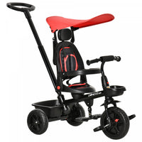 Qaba Tricycle Enfants Evolutif 4 En 1 Canne Telescopique Amovible Et Pare-soleil Pliable Demontable