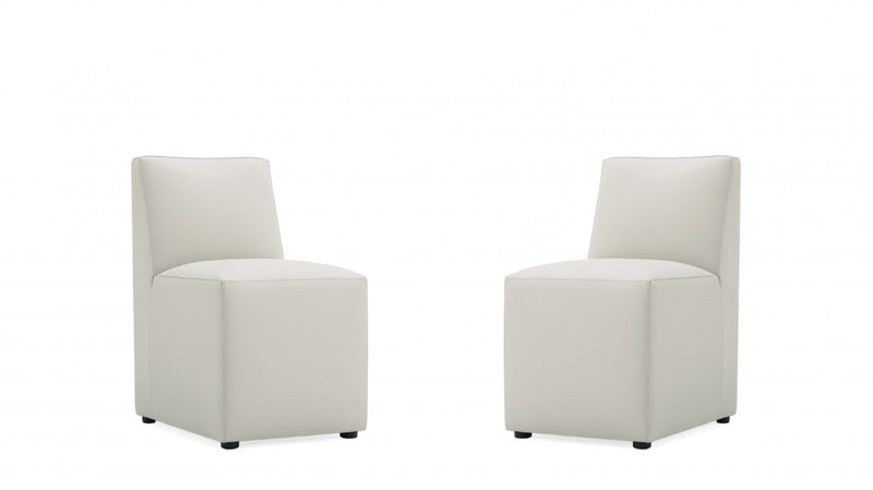 Chaise de salle a manger moderne en cuir vegetalien gris pierre Anna - Lot de 2