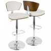 Tabouret bar pivotant réglable moderne du milieu du 20e siècle Ravinia en similicuir - noyer et blanc