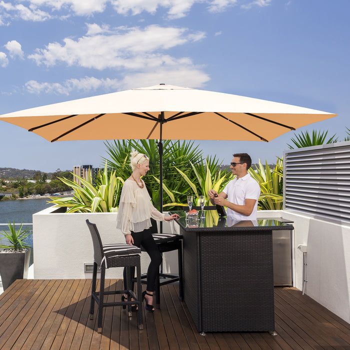 Costway Parasol cantilever 10'x13' pour terrasse, aluminium, rotation 360°, inclinable, beige