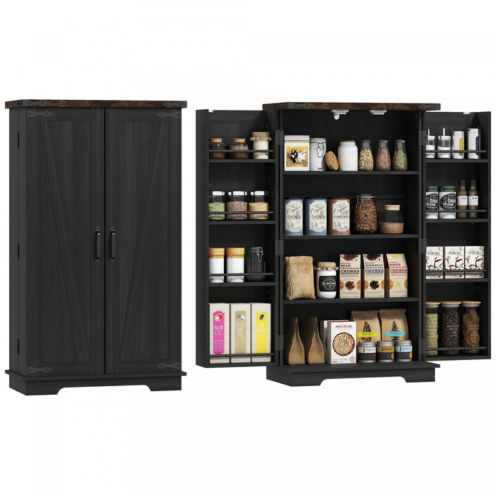 HOMCOM Armoire garde-manger de cuisine avec etageres reglables, Noir