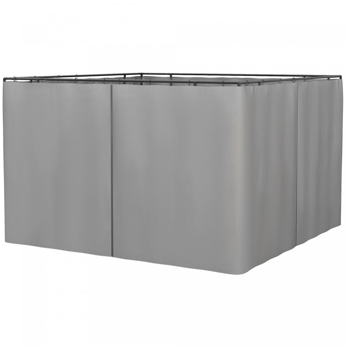 Outsunny Ensemble De Parois Laterales De Gazebo Universel Avec 4 Panneaux, Crochets/anneaux En C Inclus Pour Pergolas Et Cabanas, Gris Clair