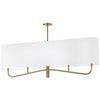 Lustre horizontal Eleanor de Dainolite avec abat-jour blanc, fini laiton vieilli et 4 ampoules