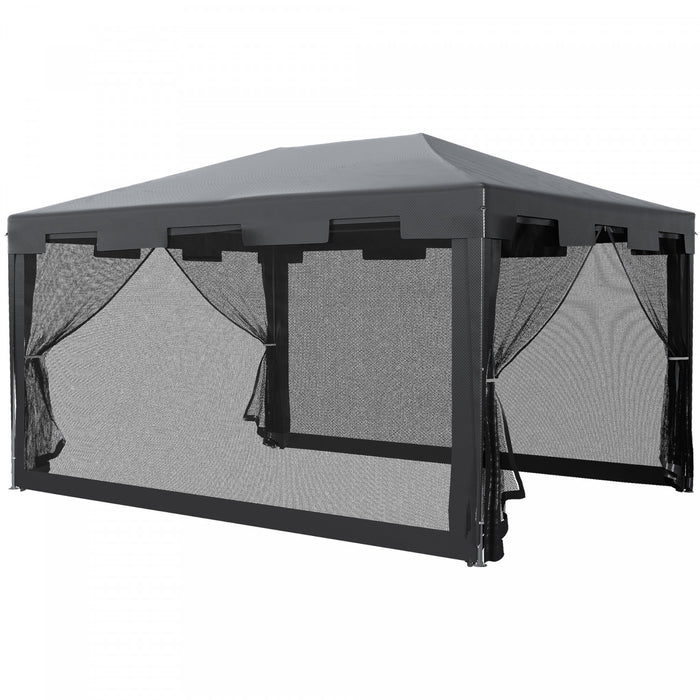 Outsunny Tonnelle Gris 4 Parois Moustiquaires 4 X 3 X 2,45 M