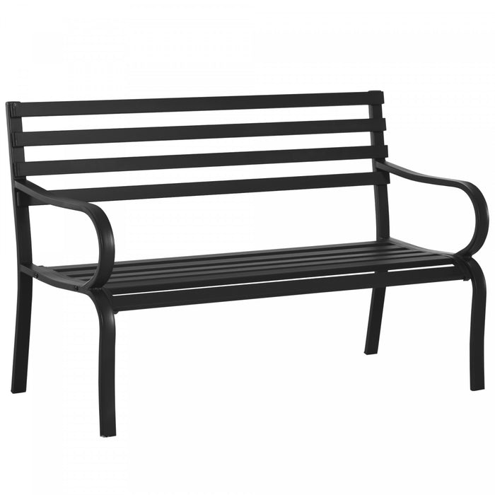 Outsunny Banc D'exterieur 2 Places, Banc De Jardin En Metal, Noir