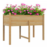 Outsunny Lit De Jardin Sureleve En Bois Avec Trous De Drainage, Lit Pour Legumes, Fleurs, Herbes, Ja