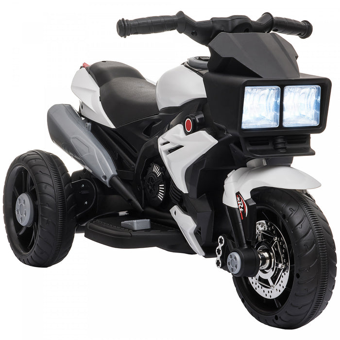 Aosom Pedale Electrique Moto A Chevaucher Jouet 6v Pour Enfants Alimente Par Batterie Avec Klaxon De Musique Phares Moto Pour Filles Garcon 37-95 Mois Blanc