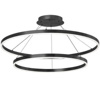Lustre Circulo de Dainolite en acrylique blanc qui diffuse la lumière, avec fini noir mat et ampoule de 97 W