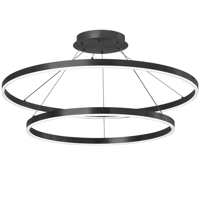 Lustre Circulo de Dainolite en acrylique blanc qui diffuse la lumière, avec fini noir mat et ampoule de 97 W