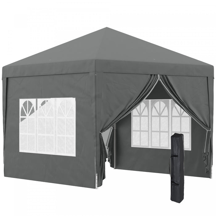 Outsunny 10'x10' Tente De Fete Exterieure Avec Sac De Transport, Gris