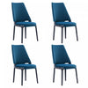 Chaise de salle a manger moderne en bois Kara avec revetement bleu - Lot de 4