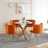 Ensemble de salle a manger Aiden 5 pieces avec table en verre et chaises en velours, couleur orange