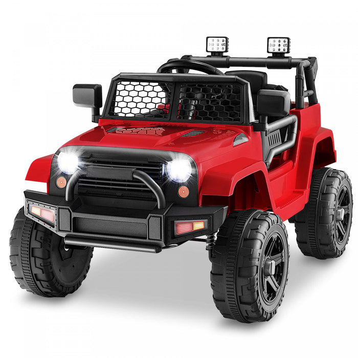 Costway 12v Enfants Roulent Sur La Telecommande De Vehicule Electrique De Voiture De Camion Avec La Musique Et Le Rouge Clair