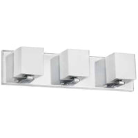Lumière de coiffeuse Verona de Dainolite avec abat-jour en verre blanc, fini chromé poli et 3 ampoules
