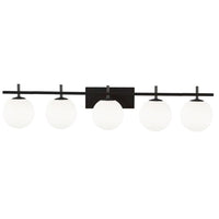 Lumière de coiffeuse Vivaldi de Dainolite avec fini noir mat et 5 ampoules