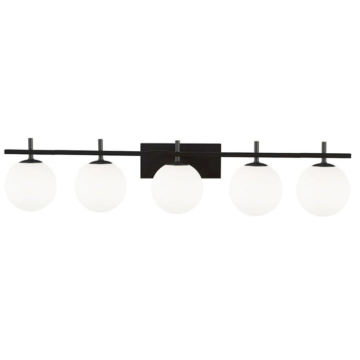 Lumière de coiffeuse Vivaldi de Dainolite avec fini noir mat et 5 ampoules