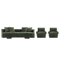  Ensemble canape 3 pieces Verandah style mid-century modern en vert olive