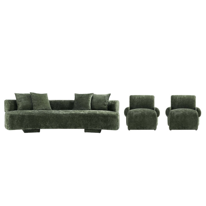 Ensemble canape 3 pieces Verandah style mid-century modern en vert olive