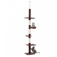 Pawhut 8.5ft Chat Escalade Arbre 5 Niveaux Kitty Centre D'activites Du Sol Au Plafond Chat Grimpeur