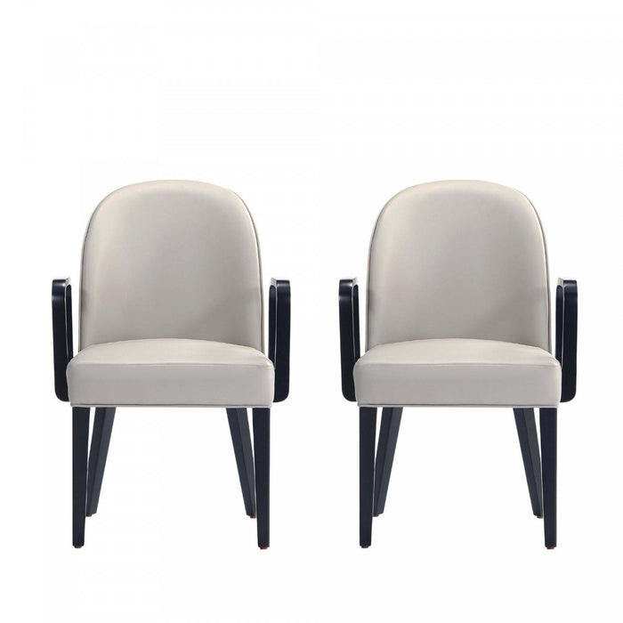 Fauteuil moderne en bois Hillman avec accoudoirs et revetement gris clair - Lot de 2
