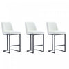 Tabouret de comptoir moderne en metal et tissu Serena, blanc - Lot de 3