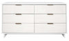 Commode Granville Moderne 55\" en blanc (6 tiroirs)