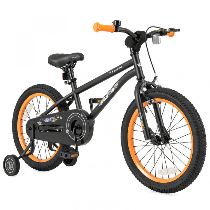 Velo Costway 18 Pouces Pour Enfants De 4 A 8 Ans Avec Selle Reglable Et Guidon Antiderapant Noir